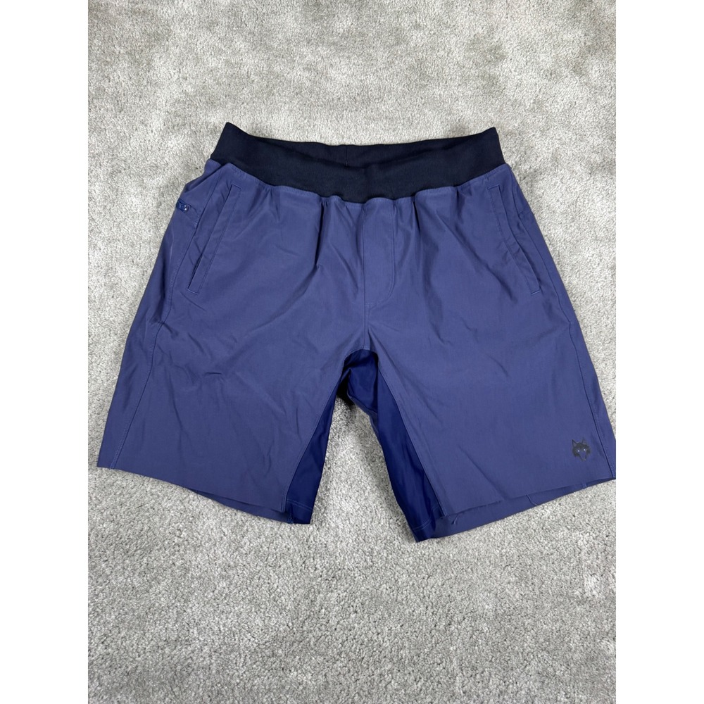 Greyson Clothiers Mens Blue Athletic Gym Training Shorts Size Large Wolf Logo